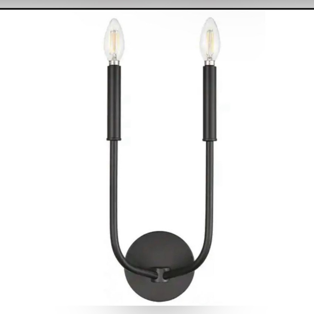 Black Modern 2-Light  Candle Wall Sconce 15”